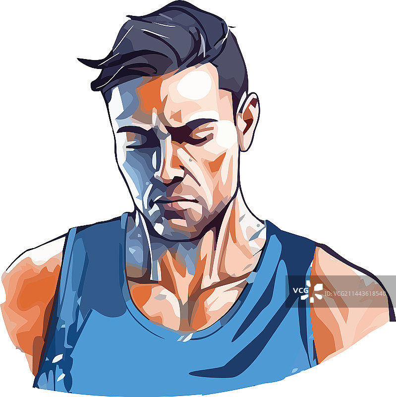 卡通悲伤肌肉运动员图片素材