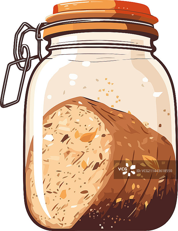 透明罐子里的新鲜有机面包图片素材