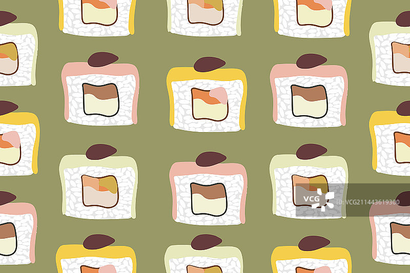 三文鱼寿司卷无缝图案图片素材