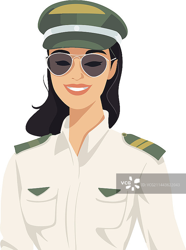 微笑的年轻女飞行员，客机机长图片素材