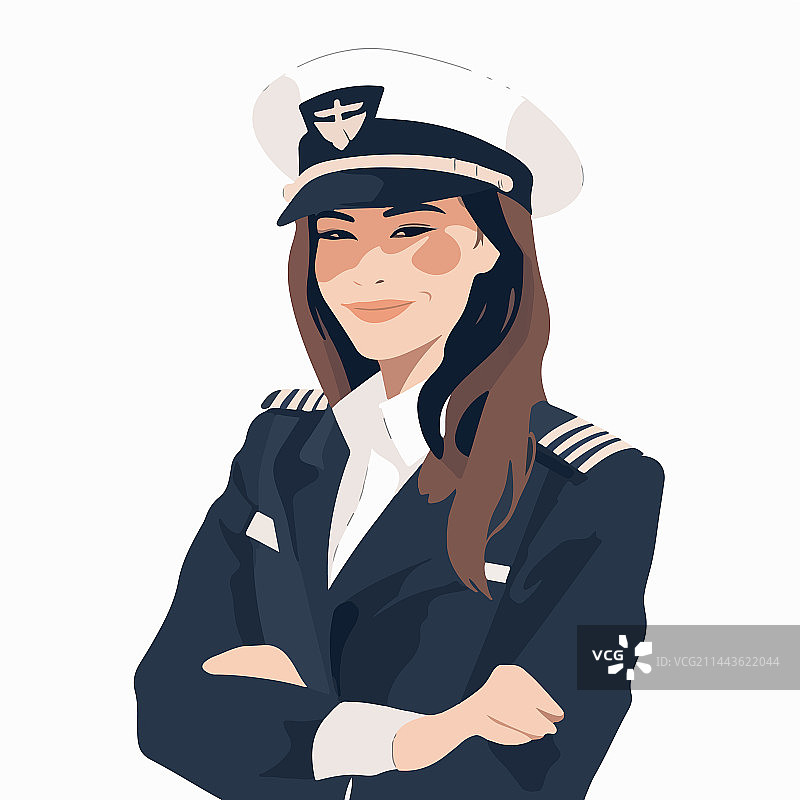 微笑的年轻女飞行员，客机机长图片素材