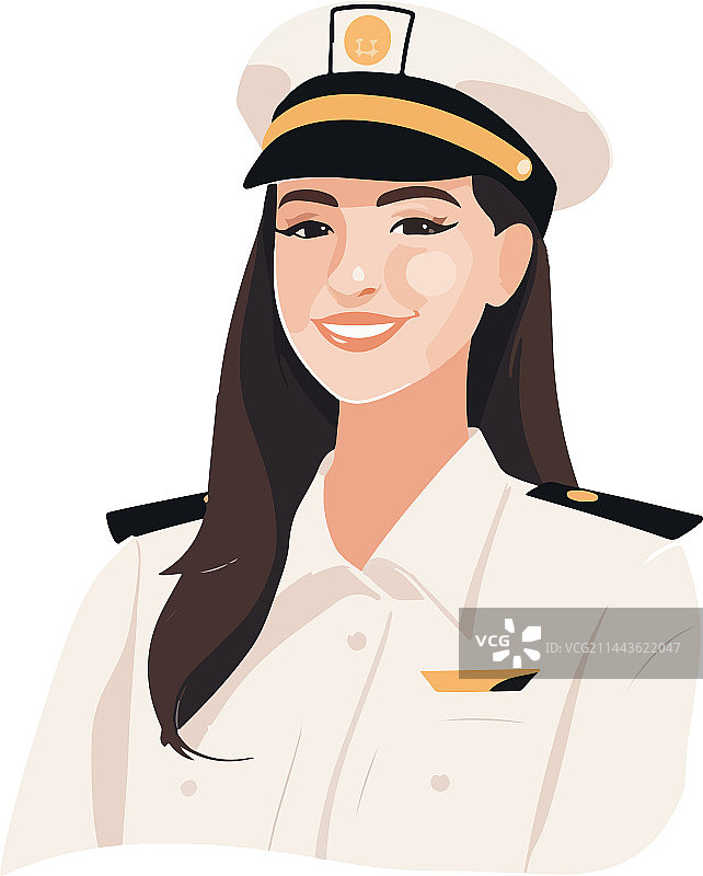 微笑的年轻女飞行员，客机机长图片素材