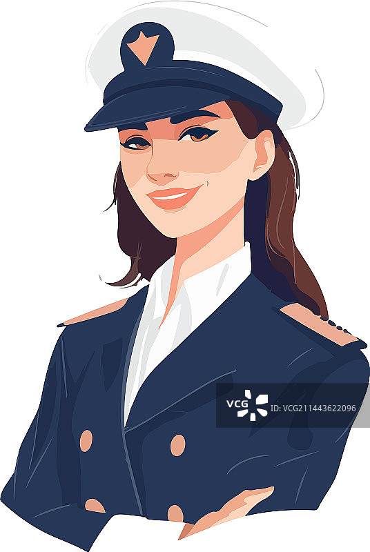 微笑的年轻女飞行员，客机机长图片素材