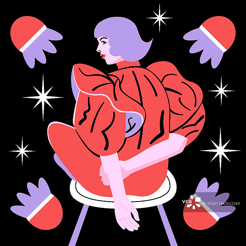 扁平风女性坐像背景图片素材