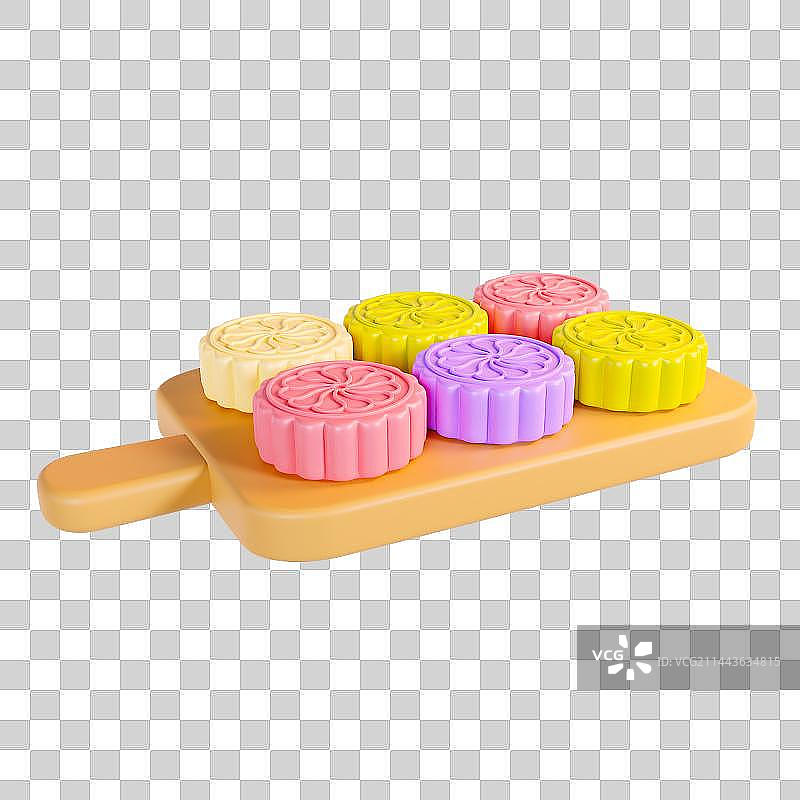 3D立体中秋节冰皮月饼元素图片素材