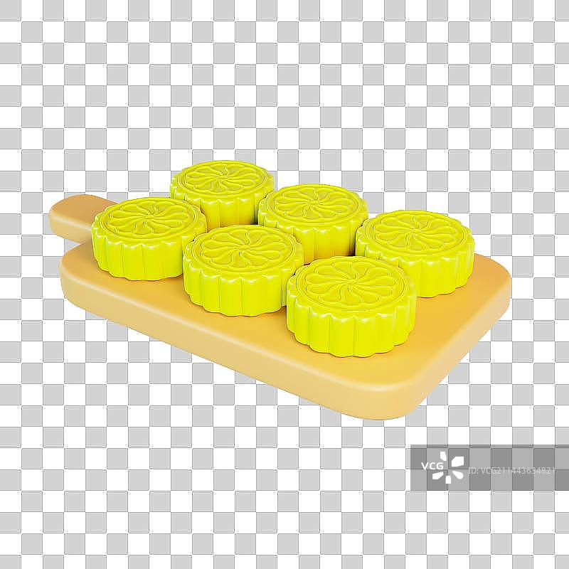 3D立体中秋节冰皮月饼元素图片素材