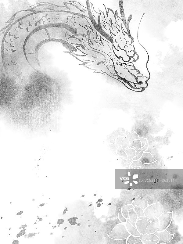 水墨龙背景图片素材
