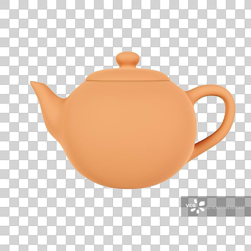3D立体紫砂茶壶元素图片素材