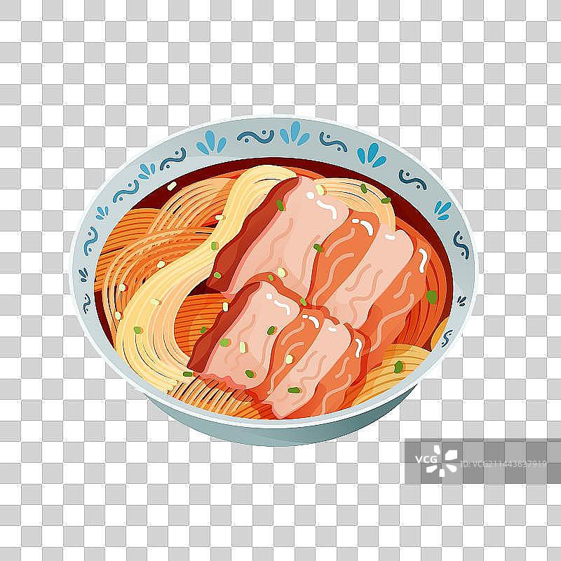 苏州焖肉面条矢量插画元素图片素材