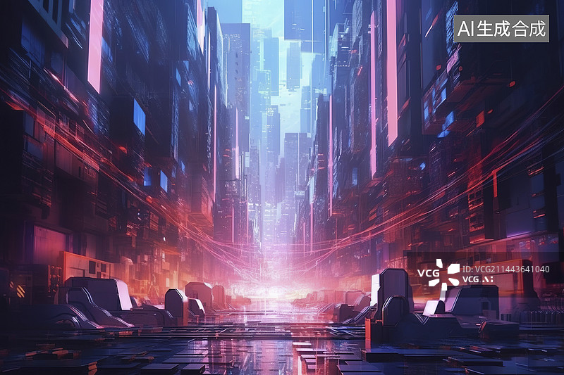 【AI数字艺术】未来的赛博朋克城市图片素材