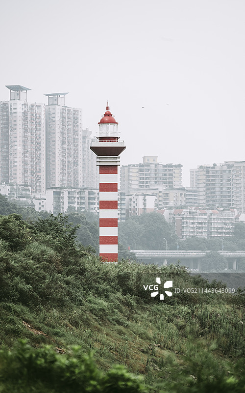 李家沱码头的长江航道灯塔图片素材