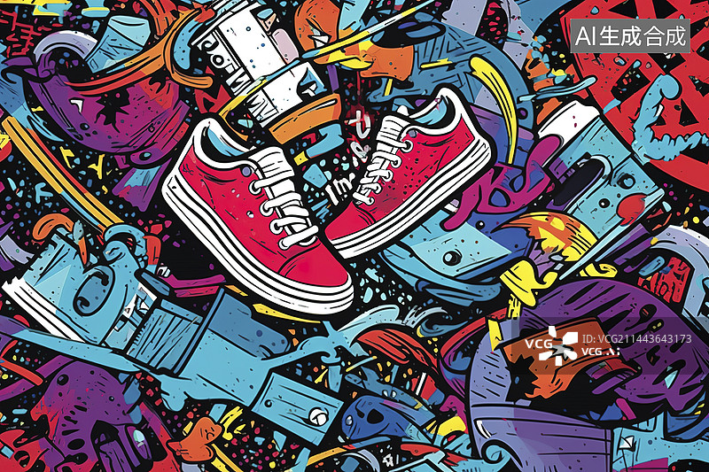 【AI数字艺术】滑板鞋插画图片素材