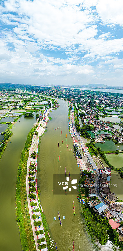 中国江门市鹤山市华侨城古劳水乡赛龙舟图片素材