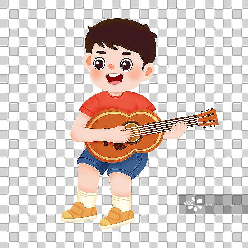 坐着弹吉他的小孩图片素材