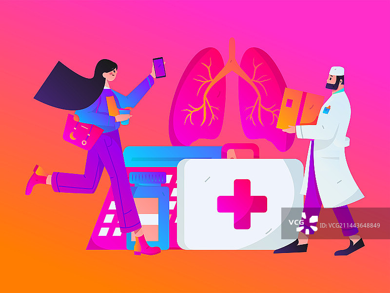 医疗人物抗疫扁平矢量概念运营手绘插画图片素材