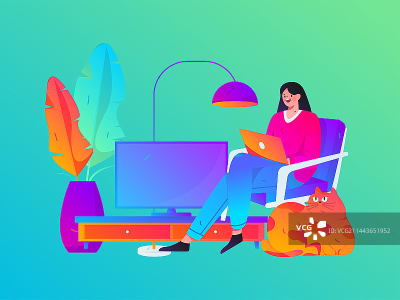 居家室内人物场景扁平矢量概念运营手绘插画图片素材