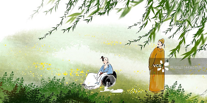 中国传统文化水墨清新国风人物画图片素材