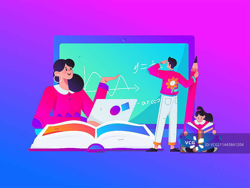 教育学习的人物扁平矢量概念手绘插画图片素材