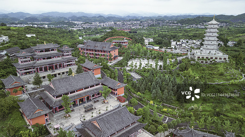 贵州贵阳花溪青岩大兴国寺风光航拍图片素材