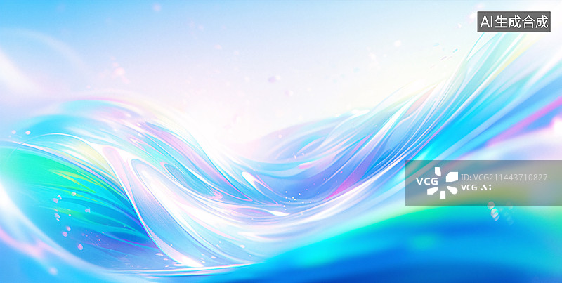 【AI数字艺术】抽象技术数字照明未来派发光蓝光线波浪图案背景。蓝色抽象背景图片素材