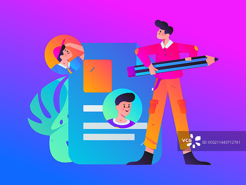 求职面试的人员扁平矢量概念运营手绘插画图片素材