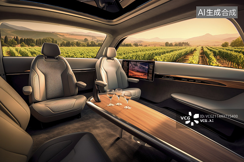 【AI数字艺术】未来的商务车内部图片素材
