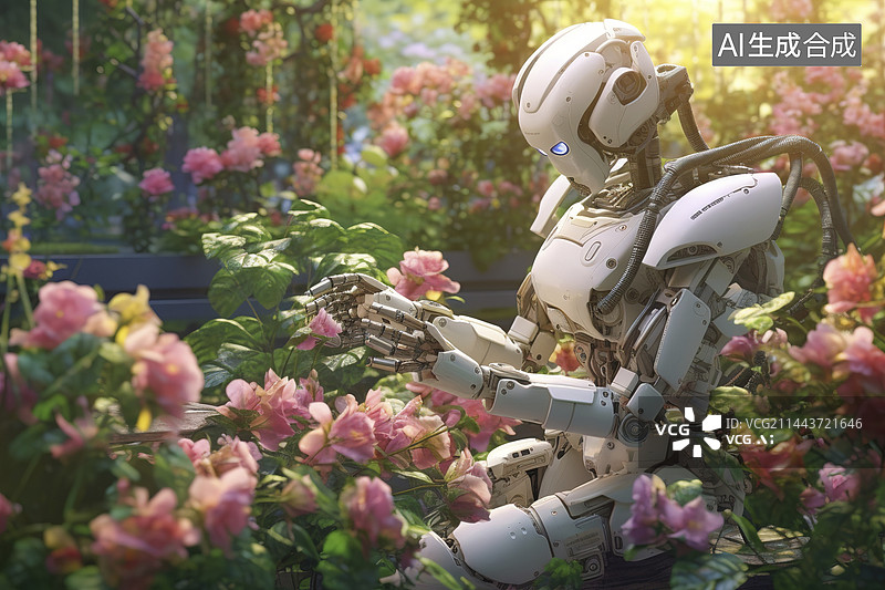 【AI数字艺术】机器人园丁图片素材