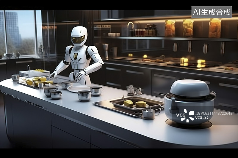 【AI数字艺术】机器人厨师图片素材