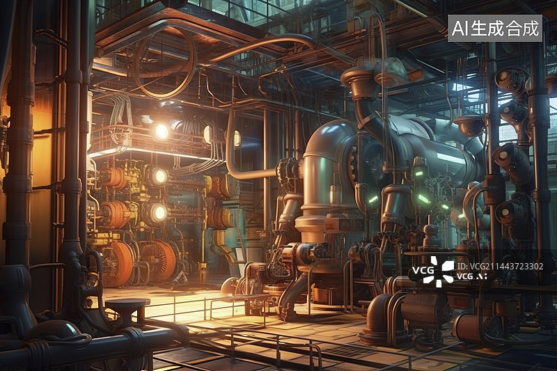 【AI数字艺术】工业工厂内部图片素材