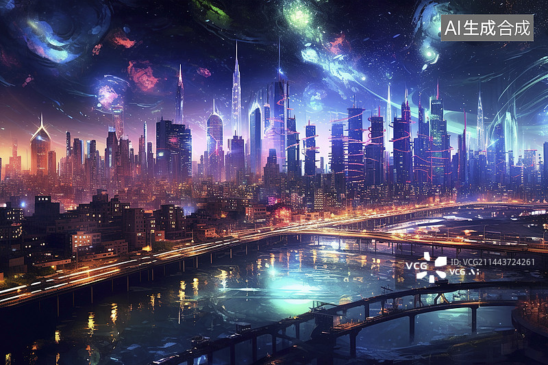 【AI数字艺术】未来的城市风光图片素材