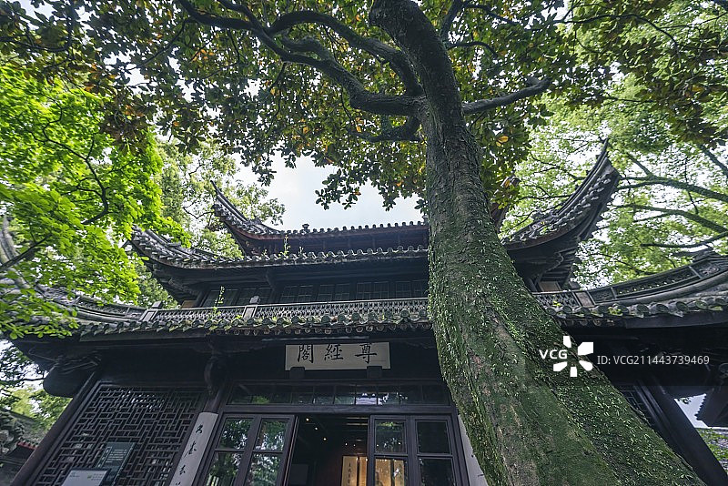 天一阁南园的抱经厅和尊经阁图片素材