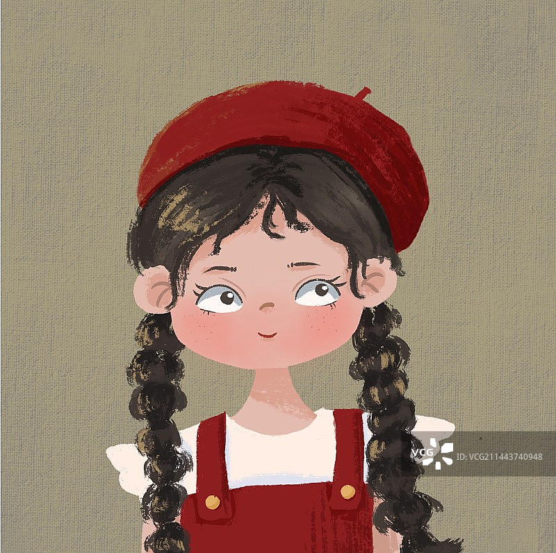 红色帽子的女孩图片素材