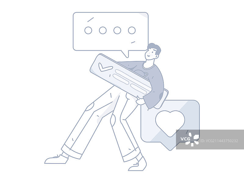 虚拟的人物社交沟通概念商业扁平矢量手绘插画图片素材