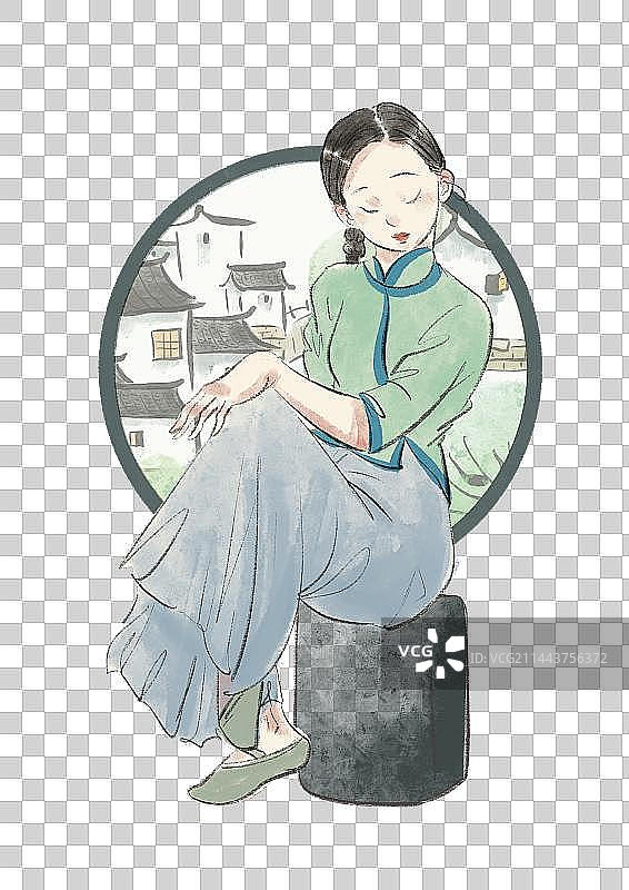 苏州掂步桥舞蹈插画元素图片素材