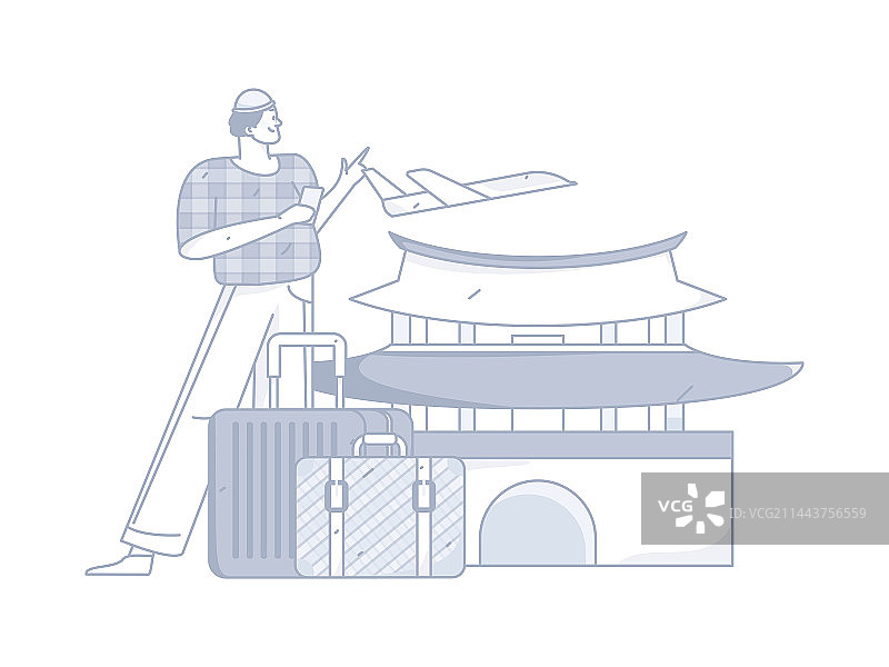 节假日旅游出行人物互联网背景矢量手绘插画图片素材