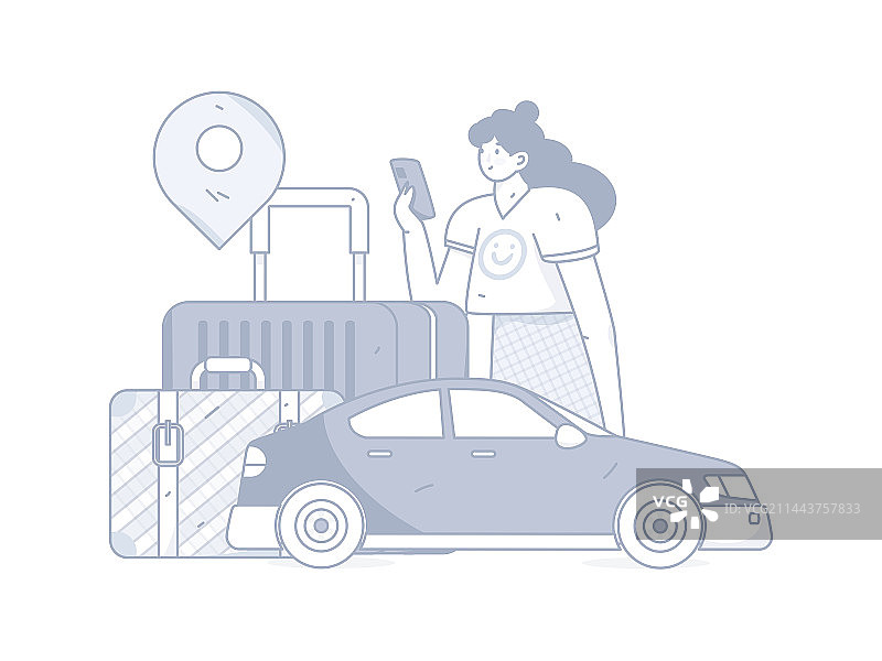 打车出行的人物扁平矢量概念运营手绘插画图片素材