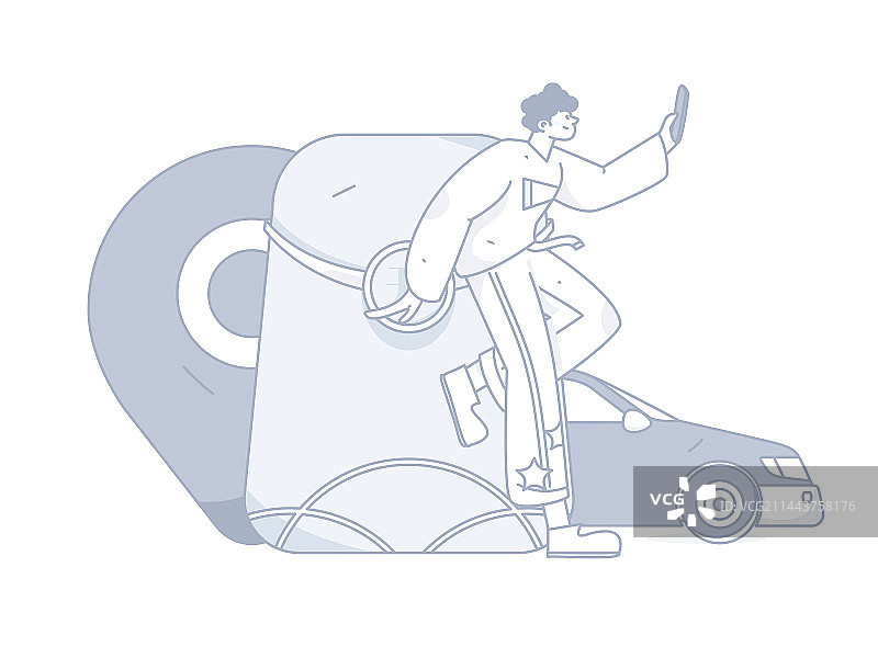 打车出行的人物扁平矢量概念运营手绘插画图片素材