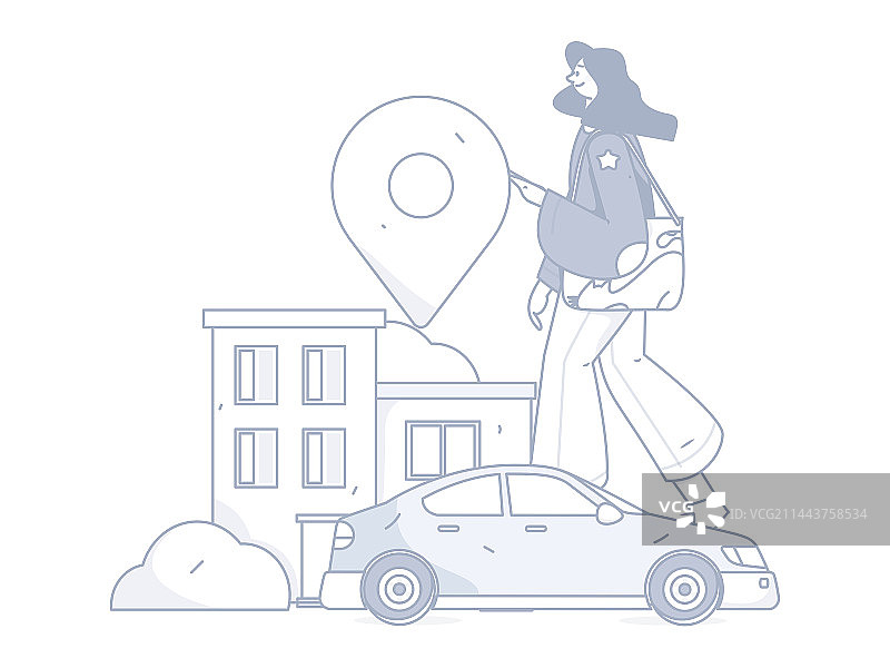 打车出行的人物扁平矢量概念运营手绘插画图片素材