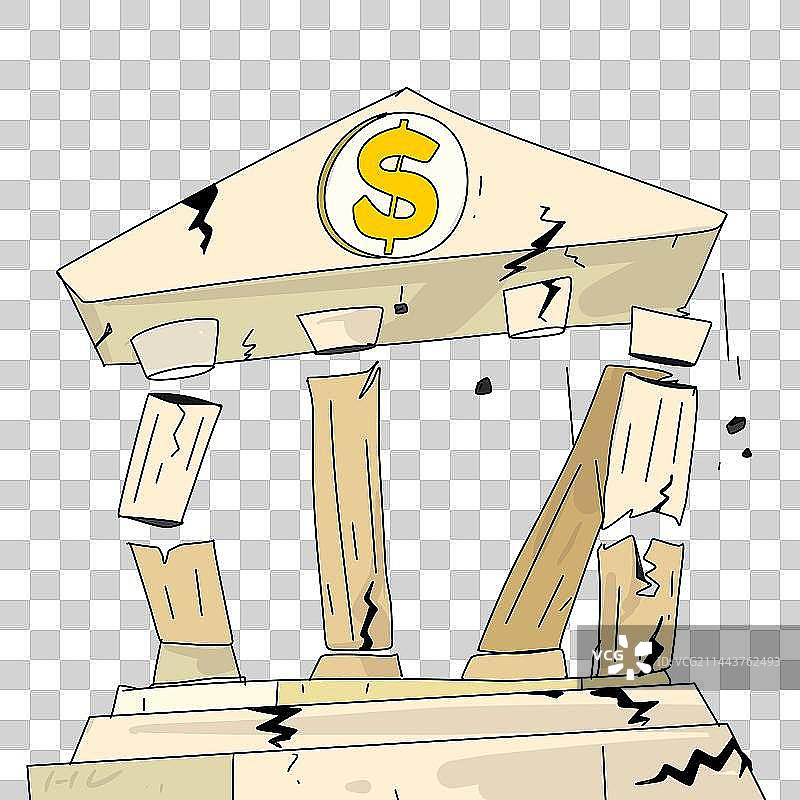 美国银行倒闭卡通风格手绘漫画设计可爱元素图片素材