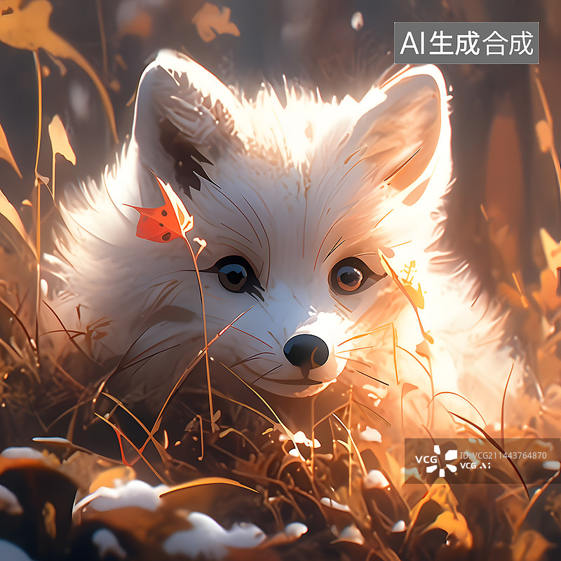 【AI数字艺术】一只可爱的白狐图片素材