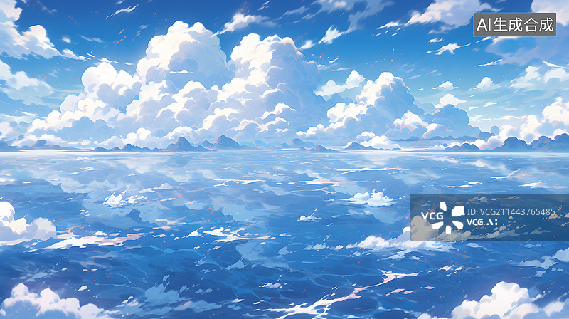 【AI数字艺术】梦幻的大海与天空图片素材