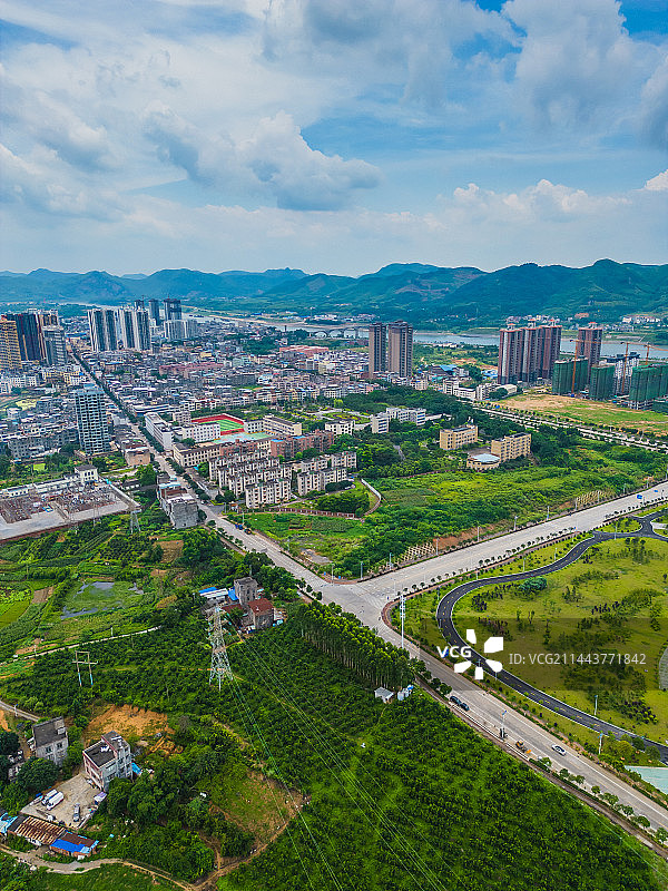 来宾象州县的县城风光航拍图片素材