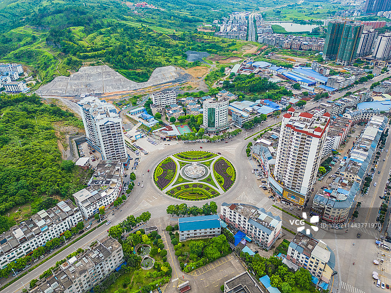 来宾象州县的县城风光航拍图片素材