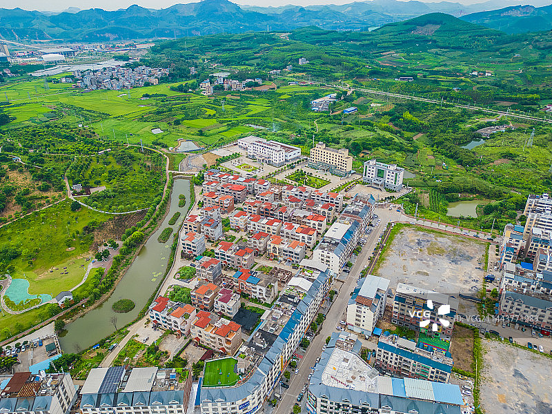 来宾象州县的县城风光航拍图片素材