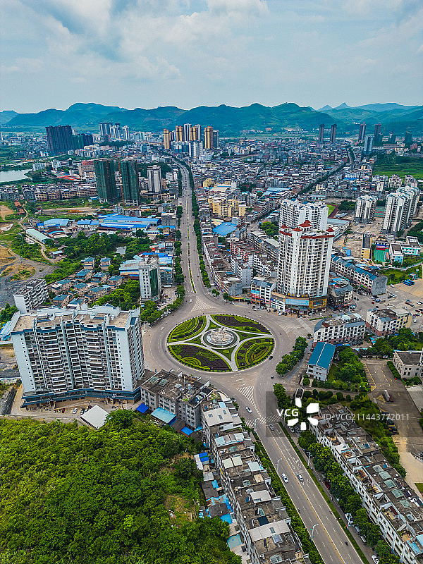 来宾象州县的县城风光航拍图片素材