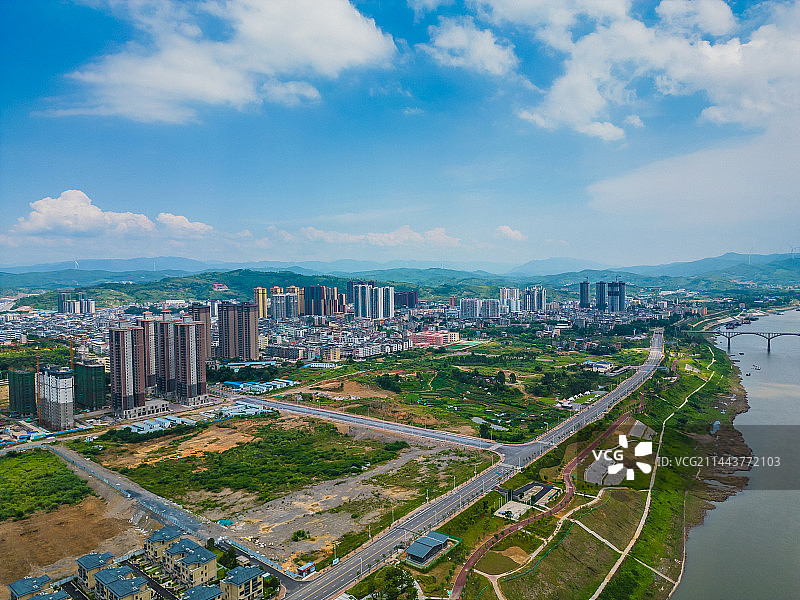 来宾象州县的县城风光航拍图片素材