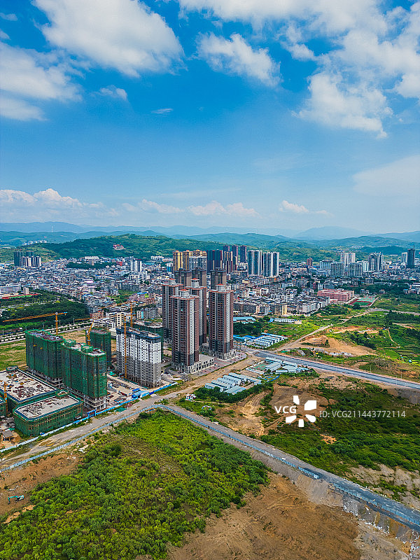 来宾象州县的县城风光航拍图片素材