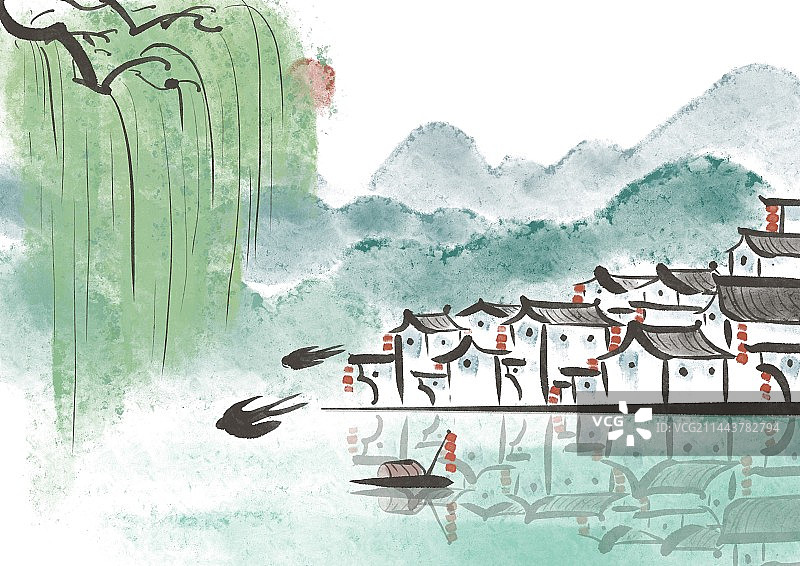 苏州风景插画图片素材