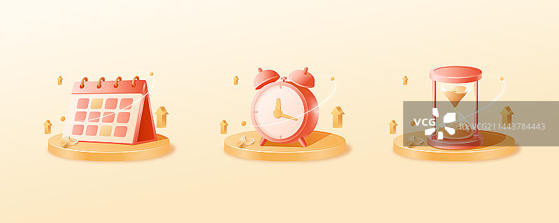金融定投日历 闹钟 沙漏倒计时和金币图片素材