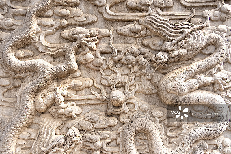 双龙戏珠汉白玉雕塑图片素材